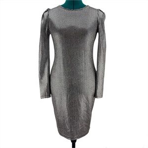 Rachel Zoe NWOT Metallic Puffed Sleeve Mini Dress, Small
